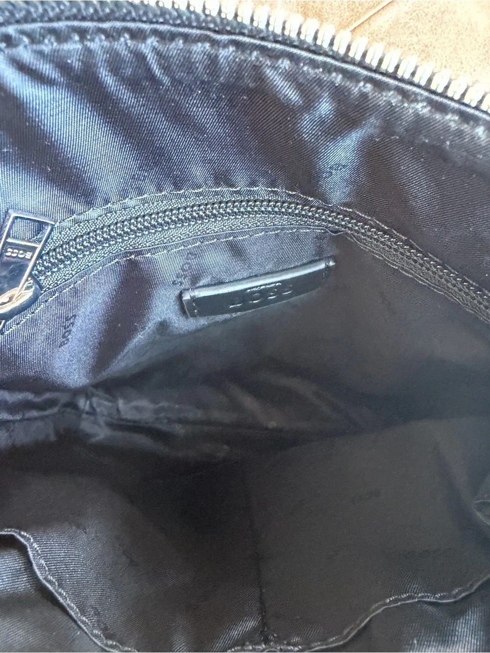 Boss Black Crossbody Messenger Bag with Tricolor Stripe